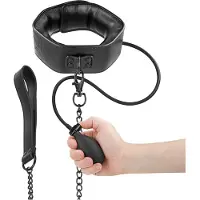 Fetish Fétiche - collier gonflable avec laisse (noir)