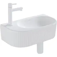 Qeramiq Fuente pack lave-mains – 40 x 21,5 x 12 cm – céramique blanc brillant – robinet blanc mat – cannelé SW1522206/SW696206/SW696216/SW1210972