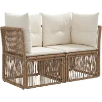 vidaXL Canapé de jardin 2 places, beige, en polyrotin