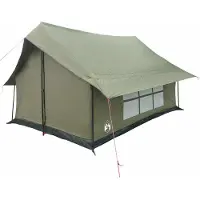vidaXL Tente cabane vert olive 340 x 246 x 210 cm en polycoton
