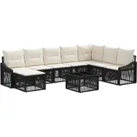 vidaXL Ensemble de canapés de jardin , 9 pièces, noir, en résine tressée