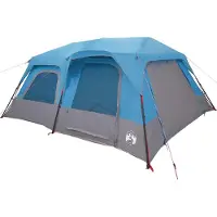 vidaXL Tente instantanée pour 10 personnes, couleur bleue, en polyester 185T avec revêtement PU