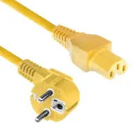 ACT Powercord mains connector CEE 7/7 male (angled) - C15 yellow 1 m