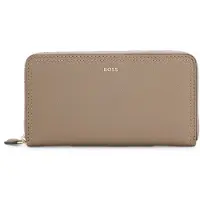 BOSS Portefeuille zippé en cuir grainé avec logo métallique