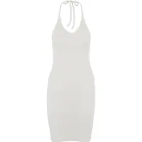 Urban Classics Robe mi-longue de - Robe Dos-Nu En Jersey Côtelé - XS - XL - pour Femme - blanc cassé - Taille M