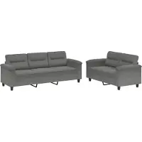 vidaXL Ensemble de canapés 2 pièces avec coussins Gris foncé Tissu microfibre
