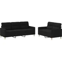 vidaXL Ensemble de canapés 2 pièces avec coussins Tissu noir