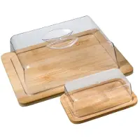 Northix 2x Coupes à fromage avec plateaux en bambou