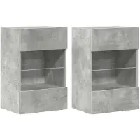 vidaXL Armoires TV murales avec lampes LED 2 pcs. Gris béton 40x30x60,5 cm