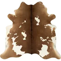 vidaXL Tapis en peau de vache véritable Marron et blanc 150 x 170 cm