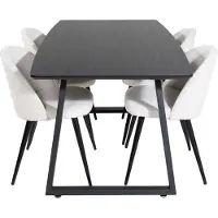 Ebuy24 IncaBLBL ensemble table, table extensible longueur cm160 / 200 noir et 4 Velvet chaises Velours côtelé beige, noir.
