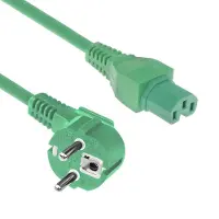 ACT Cordon d'alimentation connecteur CEE 7/7 mâle (angle) - C15 vert 2 m (2 m), Câble d'alimentation, Vert