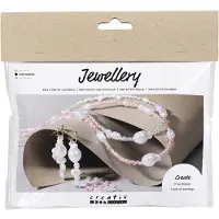 Creativ Company Kit de bricolage Bijoux en perles, pour collier et boucles d'oreilles, matériel et instructions inclus