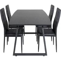Ebuy24 IncaBLBL ensemble table, table extensible longueur cm160 / 200 noir et 4 Slim High Back chaises SimilicuirPolyuréthanenoir.