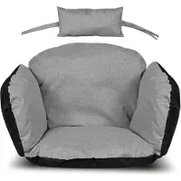 AIO Factory Coussin de jardin 112 x 113 cm pour fauteuil suspendu, motif nid de cigogne, imperméable, gris
