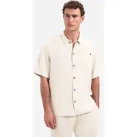 No-excess Regular Fit Chemise en lin manches courtes stone