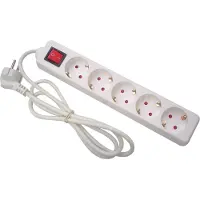 Velleman Prise 5 Voies Avec Interrupteur - Câble 1,5 M - Blanc - Schuko