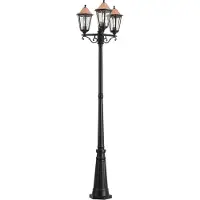 QAZQA Lanterne d'extérieur classique noire avec cuivre 220cm 3 lumières IP44 - Havana