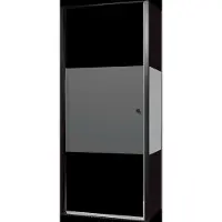 Luca Varess Kuresa coin-douche porte pivotante avec paroi latérale fixe 90 x 80 x 200 cm verre transparent avec bande matte et profil noir mat