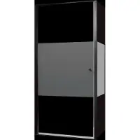 Luca Varess Kuresa coin-douche porte pivotante avec paroi latérale fixe 100 x 80 x 200 cm verre transparent avec bande matte et profil noir mat