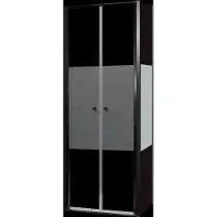 Luca Varess Kuresa coin-douche porte battante avec paroi latérale fixe 80 x 80 x 200 cm verre transparent avec bande matte et profil noir mat