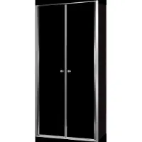 Luca Varess Kuresa coin-douche porte battante avec paroi latérale fixe 100 x 80 x 200 cm verre transparent et profil chrome brillant