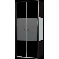Luca Varess Kuresa coin-douche porte battante avec paroi latérale fixe 90 x 90 x 200 cm verre transparent avec bande matte et profil noir mat