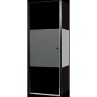 Luca Varess Kuresa coin-douche porte pivotante avec paroi latérale fixe 80 x 90 x 200 cm verre transparent avec bande matte et profil noir mat