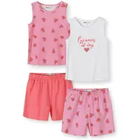MINOTI Pyjama vert / rose / rouge clair / blanc