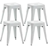 CLP Lot de 4 tabourets Armin en métal blanc