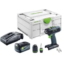 Festool Perceuse-visseuse sans fil T 18+3-Basic 18 V 50 Nm Brushless + 1 batterie 5,0 Ah + chargeur + Systainer