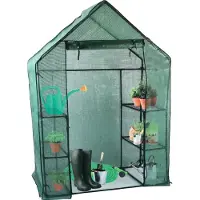 Kinzo Garten Serre plastique - 3 étages - structure métallique - couverture étanche - 143 x 73 x 195 CM - vert
