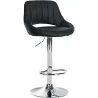 CLP Tabouret de bar Milet, revêtement en similicuir, réglable en hauteur, pivotant, avec dossier | Couleur : noir, structure : chromée