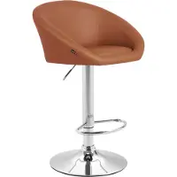 CLP Tabouret de bar Miami V2, revêtement en similicuir, réglable en hauteur et pivotant à 360 degrés | Couleur : marron clair