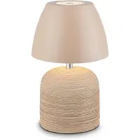 B.K.Licht Lampe de table LED avec batterie rechargeable Ø140x220mm Cylindrique beige 3W 300lm 2700K Blanc chaud Dimmable IP44 Céramique Lampe décorative Salon, balcon, chambre
