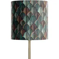 QAZQA Lampadaire laiton avec abat-jour en velours motif feuilles et intérieur doré - Simplo