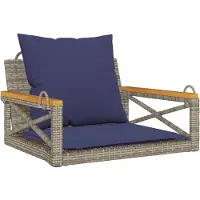 vidaXL Fauteuil suspendu avec coussin Gris 63x62x40 cm Poly rotin