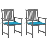 vidaXL Chaises de jardin avec coussins 2 pcs. Gris Bois massif Acacia