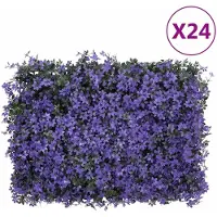 vidaXL Pare-vue en feuilles artificielles 24 pcs. Violet 40x60 cm