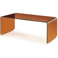 En.casa Table basse « Väsas » en verre, livrée entièrement montée, 90 x 45 x 35 cm, rectangulaire, en verre trempé, marron