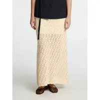 Selected En Maille Jupe Longue Femme Beige M