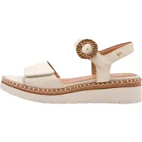 Tamaris Sandales Cuir Compensé Comfort - Ivoire