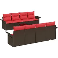 vidaXL Ensemble de canapés de jardin , 9 pièces, couleur marron, en polyrotin