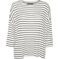 Vero Moda Pull Manches 3/4 Brianna Marinière Oversize Blanc Femme Vero Moda