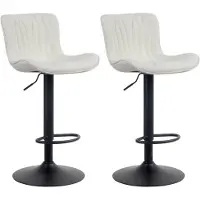 CLP Lot de 2 tabourets de bar ajustables en tissu Crème