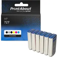PrintAbout Cartouche compatible pour HP 727 (B3P19/20/21/22/23/24A) - 6 couleurs - Multipack