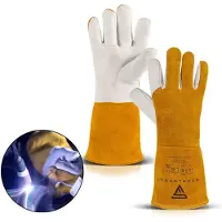 Stahlwerk Gants de soudeur Gants de travail en cuir véritable résistants à la chaleur (Taille unique)