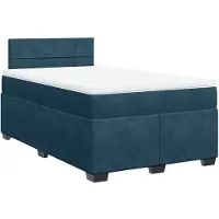 vidaXL Lit boxspring avec matelas bleu foncé 120x200 cm velours