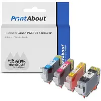 PrintAbout Cartouche compatible pour Canon PGI-5BK 4-kleuren - 4 couleurs - Multipack