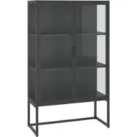 vidaXL Buffet haut Anthracite 80x35x135 cm Acier et verre trempé